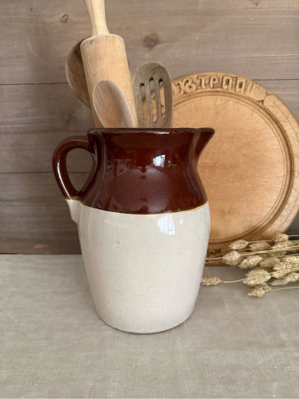 VTG | 2 Tone Glazed Stoneware Pitcher